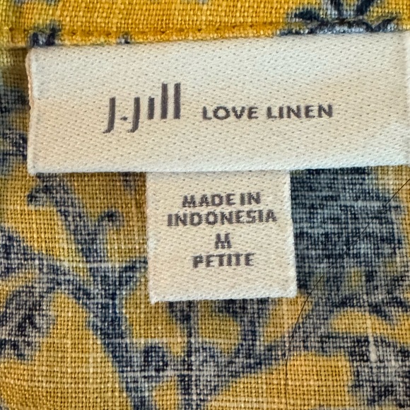 J. Jill Love Linen Sleeveless Floral Shift Dress Yellow Blue Size MP - Picture 3 of 8